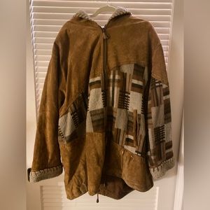Suede brown winter jacket